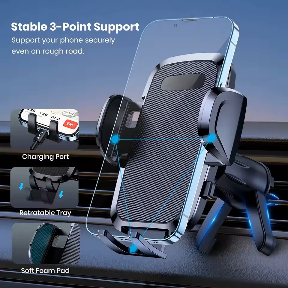 D36-S Car Phone Holder – Metal Hook Vent Mount
